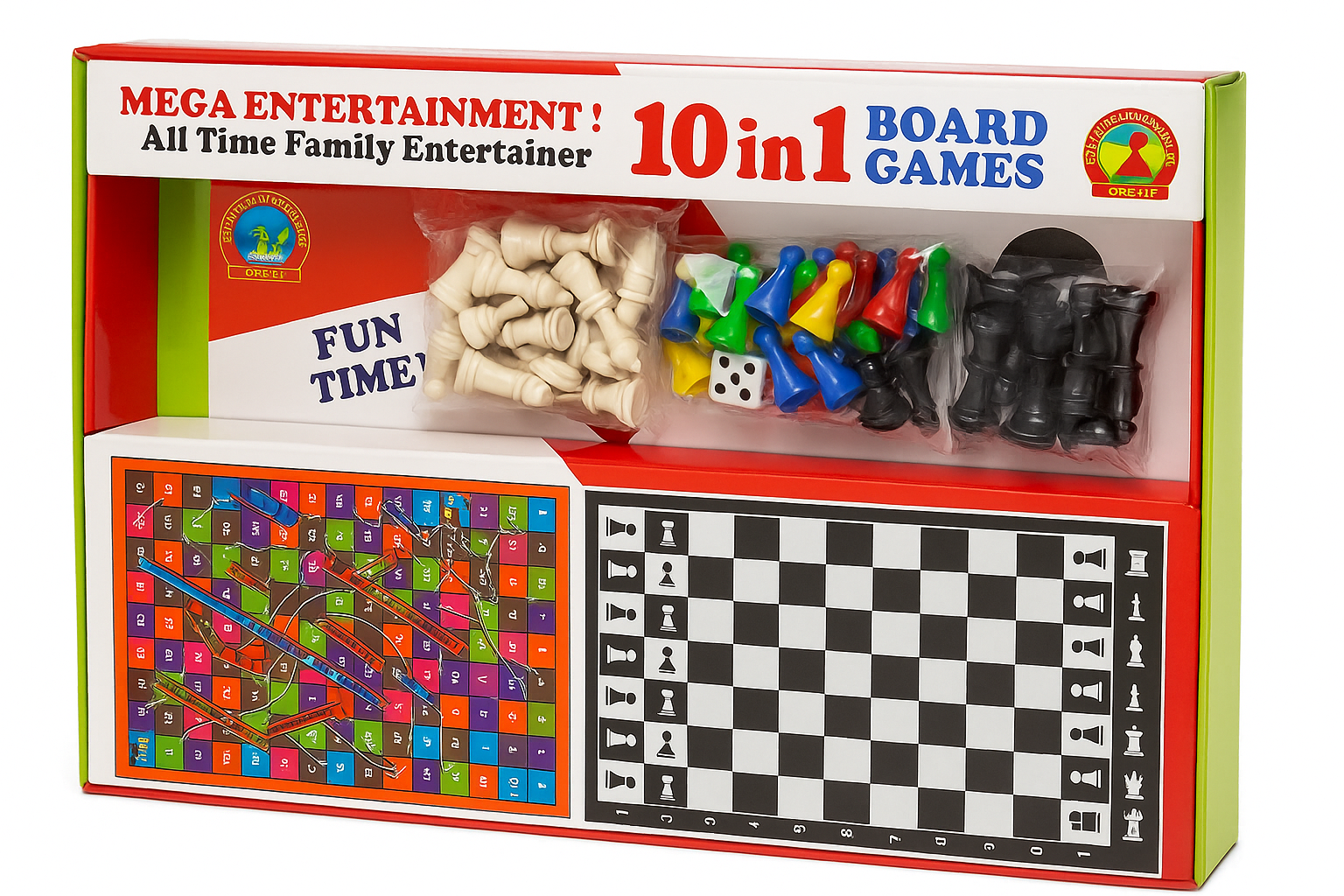 10 Board Game Combo for Kids & Adults - 10 in 1 Classic Games Party & Fun Board Game