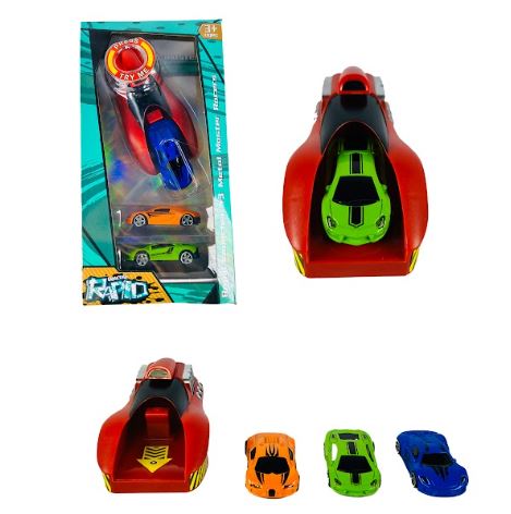 Rapid Launcher Set of 3 – High-Speed Toy Car Launcher Track Set with 3 Mini Cars, Action Racing Playset for Kids